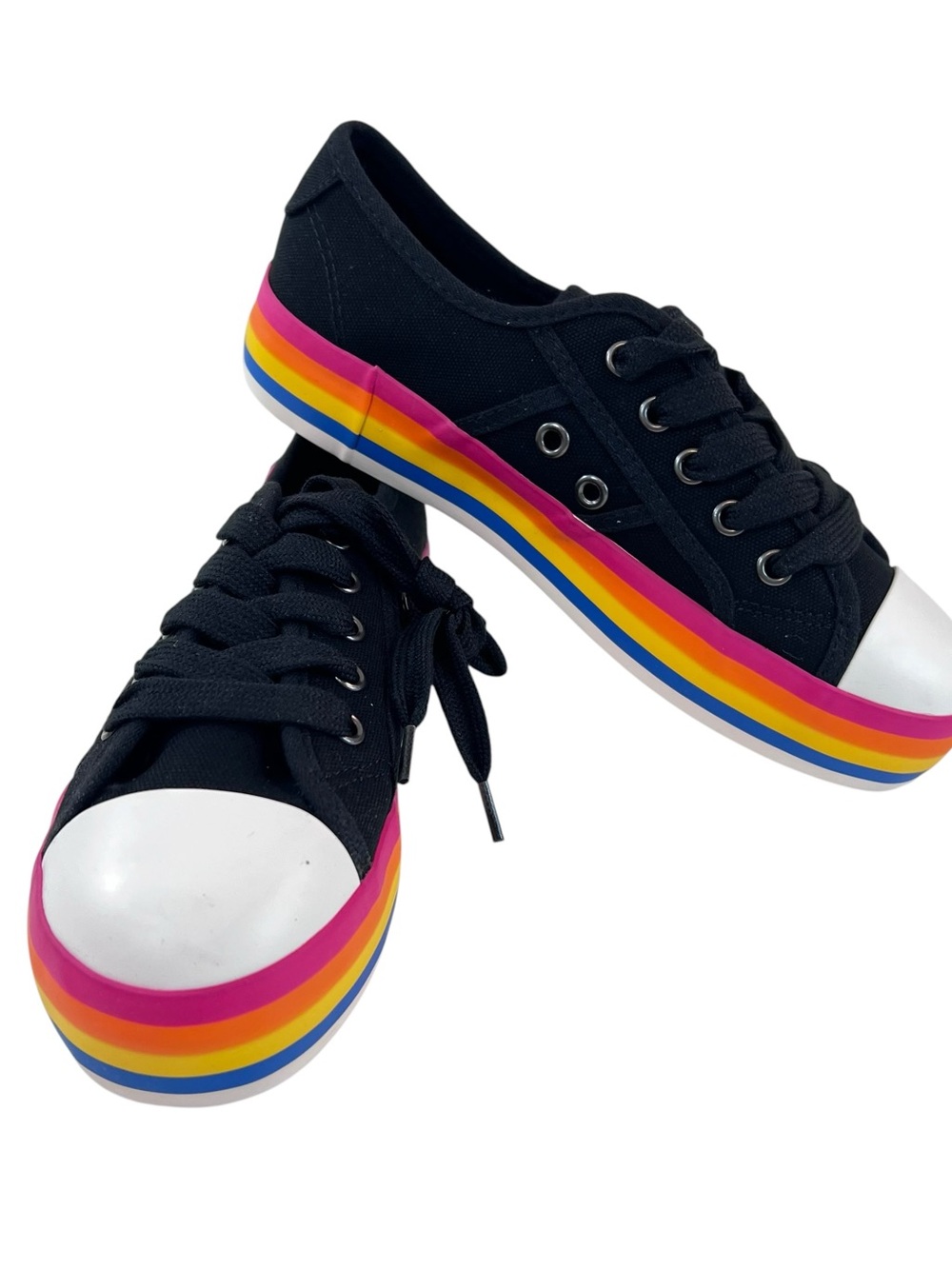 Rocket Dog Magic Canvas Sneakers Tennis Shoes Womens Size 6 New Black Rainbow